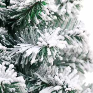 Brad de Crăciun artificial, decorat cu zăpadă, baza de lemn cu iută naturală, 90 cm înălțime, aspect natural 3