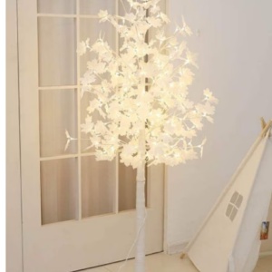 Copac Artar decorativ Alb, LED, 90 cm, lumina calda, craciun, gradina, casa