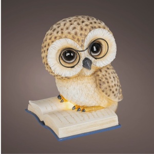 Figurină decorativă de Crăciun cu LED, Bufniță Magică pe carte, cu ochelari, 24,5 cm, lumină caldăFigurină decorativă de Crăciun cu LED, Bufniță Magică pe carte, cu ochelari, 24,5 cm, lumină caldă