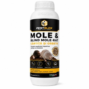Granule anti orbete și cârtițe PestBlox, împotriva orbetelui/cățelului pământului, repelent olfactiv, 1 litru