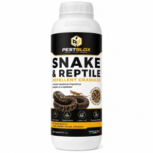 Repelent anti șerpi și reptile PestBlox®, granule, 1 litru, repelent olfactiv, pentru curți, grădini, terase și hambare
