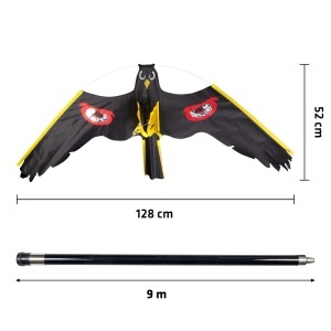 Sperietoare de păsări tip zmeu șoim, 9 metri,  kit complet zmeu + prăjină telescopică, anti grauri, anti porumbei, anti ciori, anti vrabii, anti prigorii