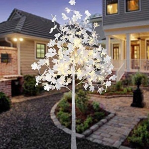 Copac Artar decorativ Alb, LED, 90 cm, lumina calda, craciun, gradina, casa
