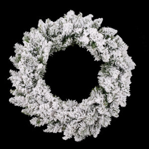 Coronita pentru Craciun Buha Tallinn, 40 cm, aspect cu zapada, din brad artificial, verde, 50 ramuri