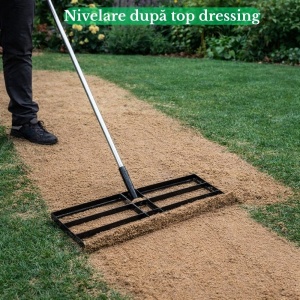 Nivelator pentru gazon 25x75x175cm, oțel, mâner telescopic inclus, pentru nivelare și top dressing, greutate 5.2 kg