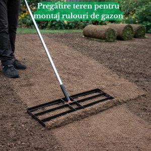Nivelator pentru gazon 30x90x175cm, oțel, mâner telescopic inclus, pentru nivelare și top dressing, greutate 5.2 kg
