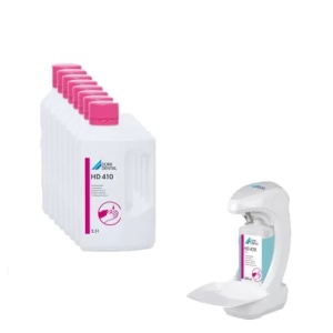 12 x Dezinfectant pentru maini 2.5 L HD 410 + dispenser GRATUIT