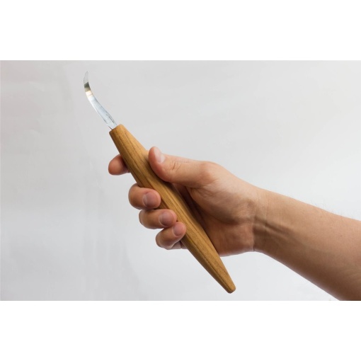 SK4S Cutit de cioplit linguri cu curba larga si teaca de piele, BeaverCraft - Img 5