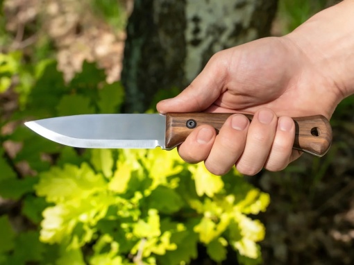 BSH6 Breez Cutit bushcraft din otel carbon cu maner de nuc si teaca piele, BeaverCraft - Img 4