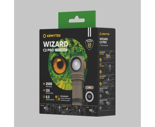 F08701CS Lanterna Wizard C2 Pro Magnet USB Sand - lumina alba, Armytek - Img 7