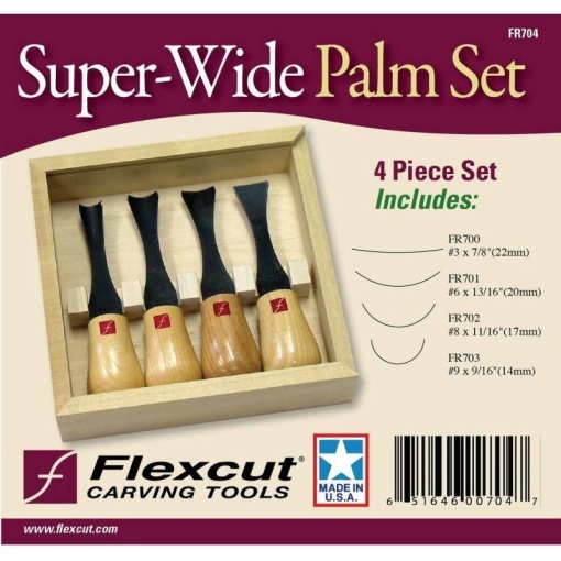 Set 4 dalti cu maner lat pentru sculptura in lemn FR704, Flexcut - Img 2