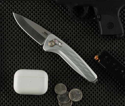 Briceag automat SOG One-Zero AU - Silver + Chrome - Img 8