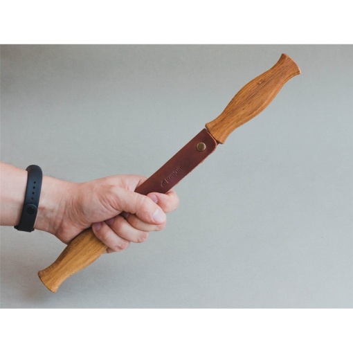 DK1S Cutit de tragere cu maner de stejar si teaca de piele, BeaverCraft - Img 4