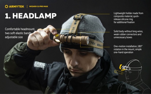 F06701CS Wizard C2 Pro Max Magnet USB Sand - lumina alba, Armytek - Img 6