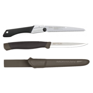 Set Cuțit Companion, Heavy Duty MG Si Fierastrau pliabil bushcraft, camping Silky Gomboy 210mm cu 10dinti, 30mm