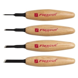 Set micro dalti inclinate pentru sculptura in lemn, Flexcut