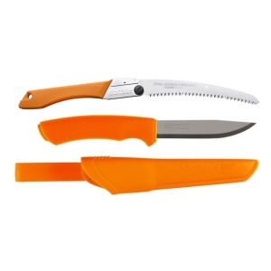 Set Cutit Bushcraft Orange Si Fierastrau pliabil bushcraft, camping Silky Gomboy curbat 240mm cu 8dinti, 30mm