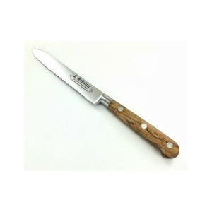Cutit pentru legume, lungime 13cm, cu buzunare de aer, maner din lemn de maslin, Sabatier Authentique - Olive.