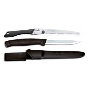 Set Cuțit Companion, negru Si Fierastrau pliabil bushcraft, camping Silky Gomboy 240mm cu 10dinti, 30mm