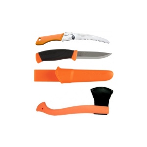 Set Cutit Heavy Duty ORANGE, Fierastrau Silky Gomboy curbat 210mm cu 8dinti, 30mm si Topor portocaliu