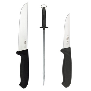 Set negru cutite de macelarit vanat Morakniv Suedia.