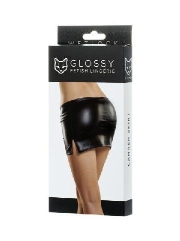 Mini suknja crna | Wetlook Skirt - Img 3