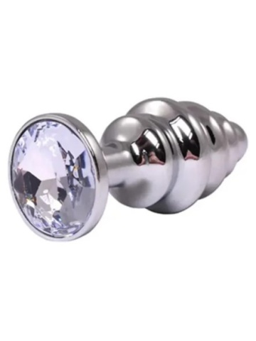 Metalni analni plug Rebrasti Beli | Veličina S