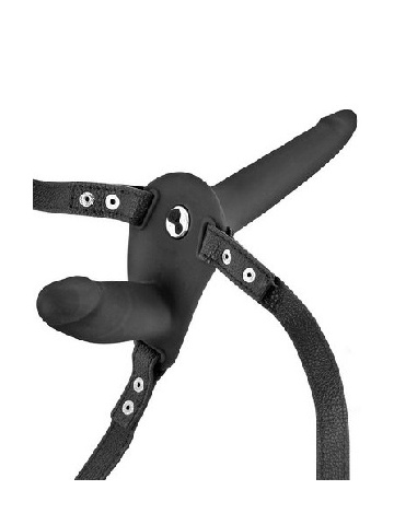 Strap On dupli silikonski punjiv | Double Strap Vibro Black - Img 2