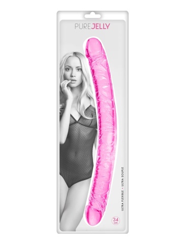 Mekani dupli prozirni dildo | Pure Jelly Pink 34 cm