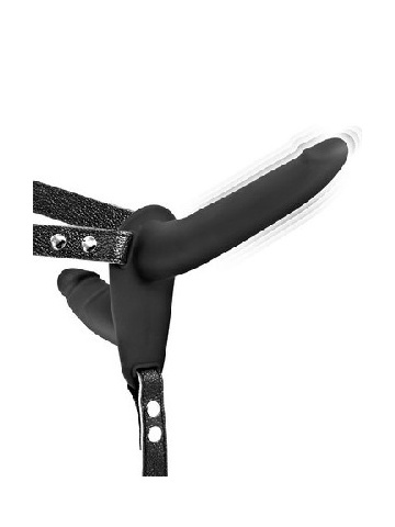 Strap On dupli silikonski punjiv | Double Strap Vibro Black - Img 3