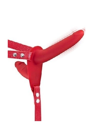 Strap On dupli silikonski punjiv | Double Strap Vibro Red - Img 2