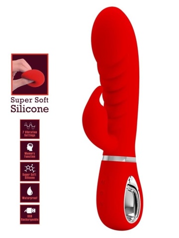 Crveni mekani silikonski vibrator | Prescott - Img 2