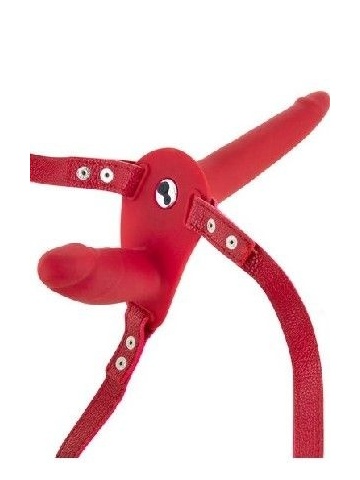 Strap On dupli silikonski punjiv | Double Strap Vibro Red - Img 3
