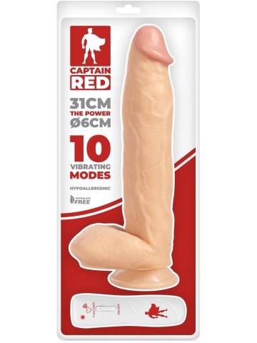 Veliki realistični vibrator | Captain Red 31 cm