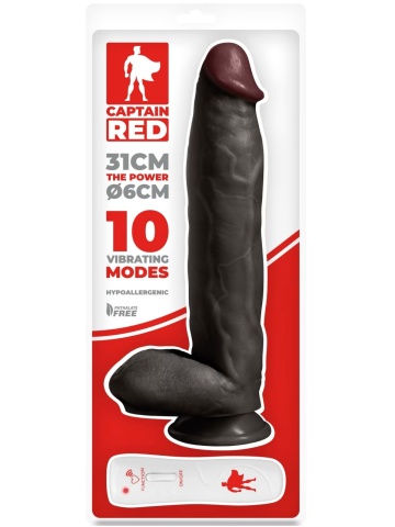 Crni realistični vibrator | Captain Red 31 cm