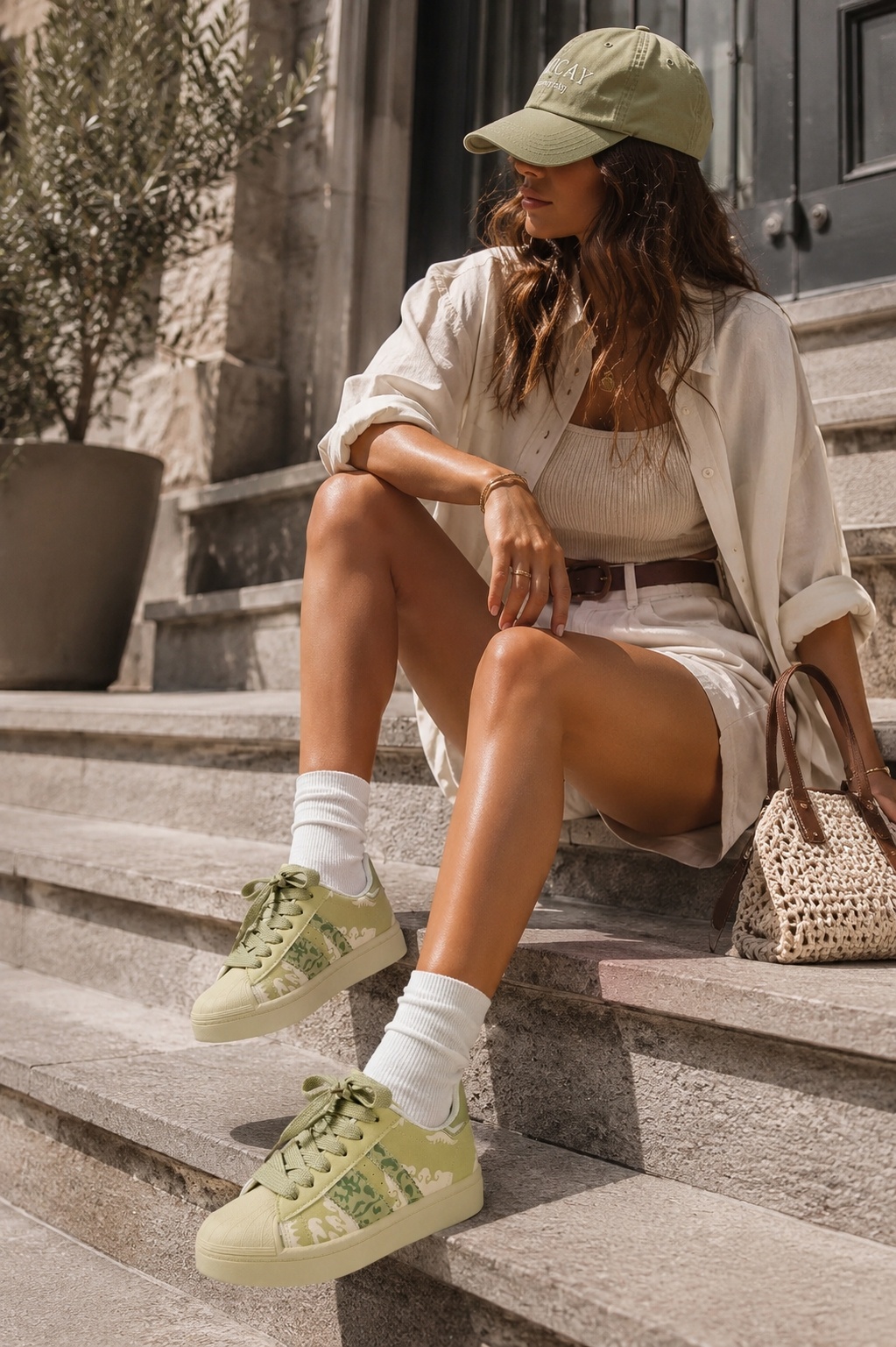 Adidași de damă Piele Ecologica Verde Anezka