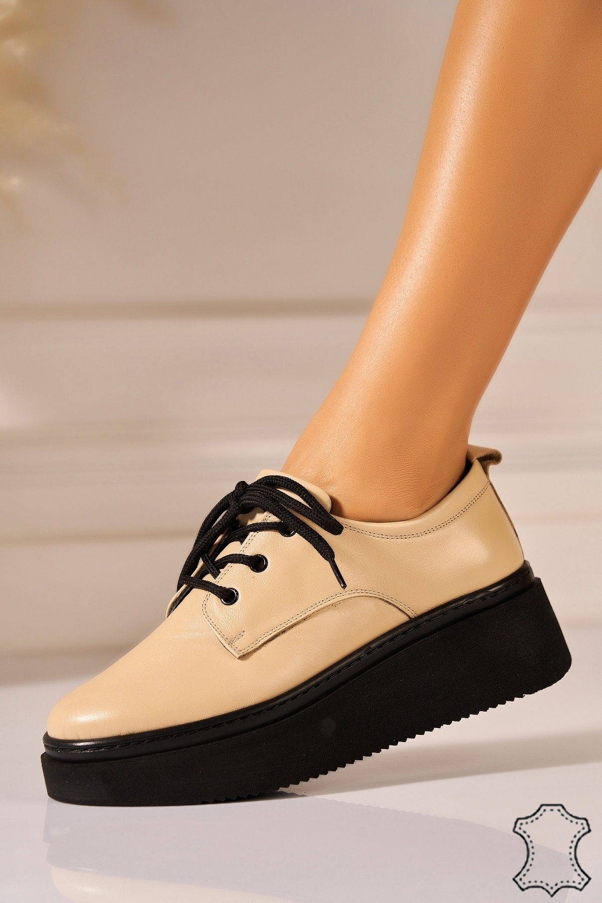 Adidasi Piele Naturala Bej Arwen