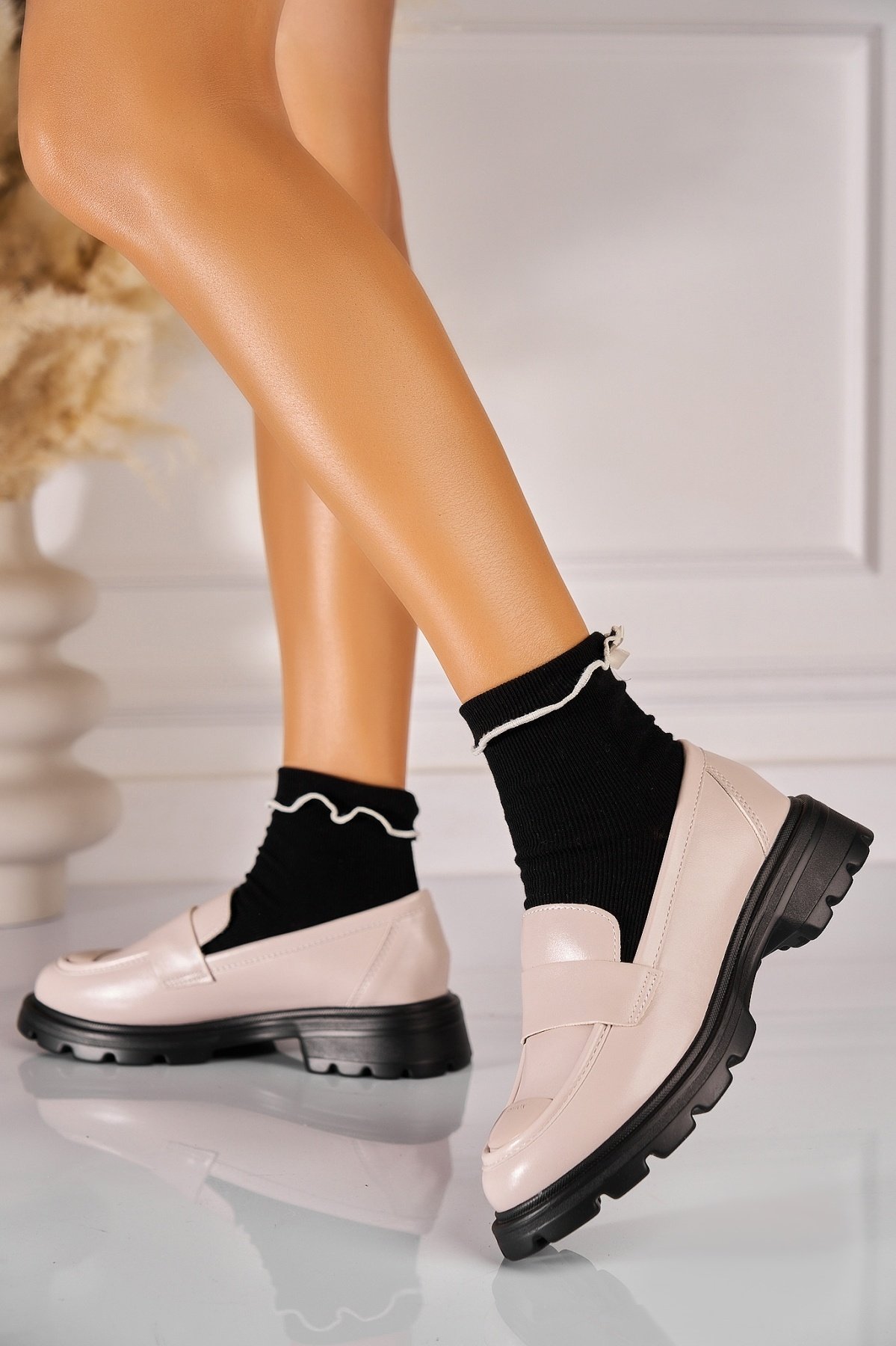 Pantofi dama casual Bej din Piele Ecologica Yeily