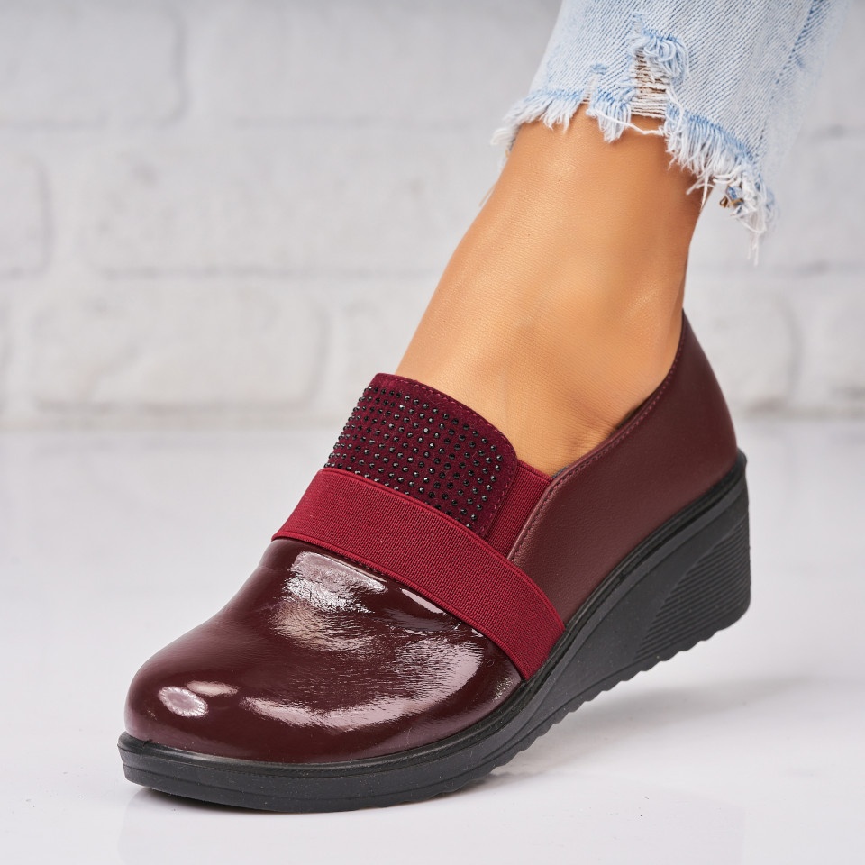 Pantofi dama casual Bordo din Piele Ecologica Daizy