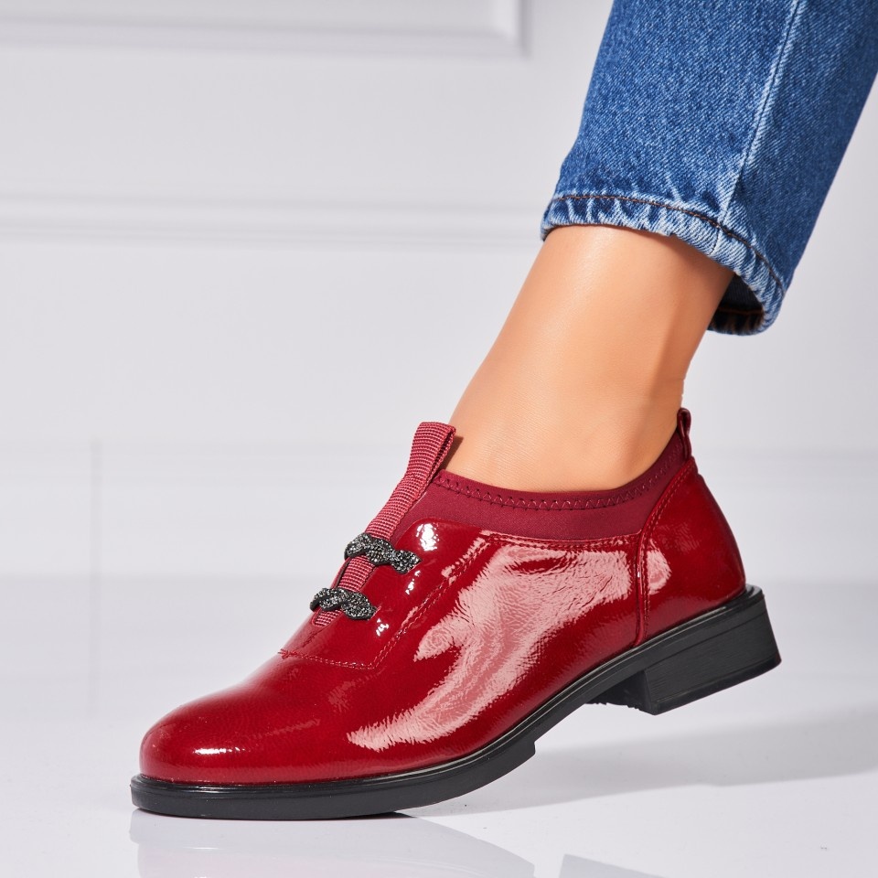 Pantofi dama casual Bordo din Piele Ecologica Lacuita Brexly