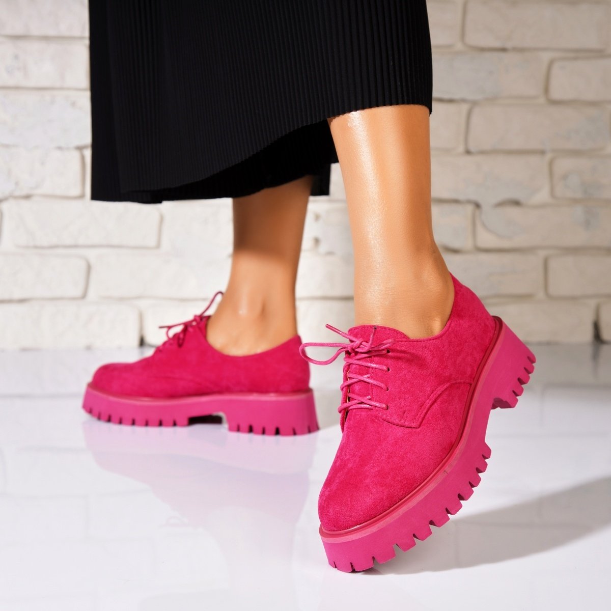 Pantofi dama casual Fucsia din Piele Ecologica Intoarsa Anaiz