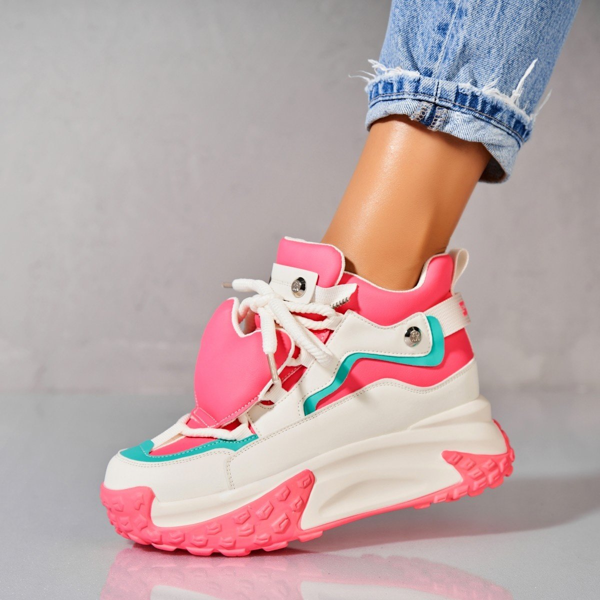 Sneakersi dama Piele Ecologica Fucsia Zalina