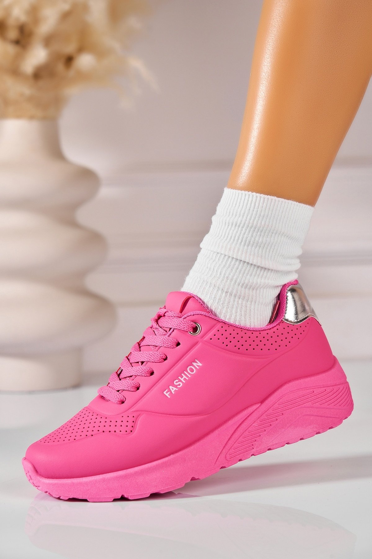 Adidași de damă Piele Ecologica Fucsia Omaya