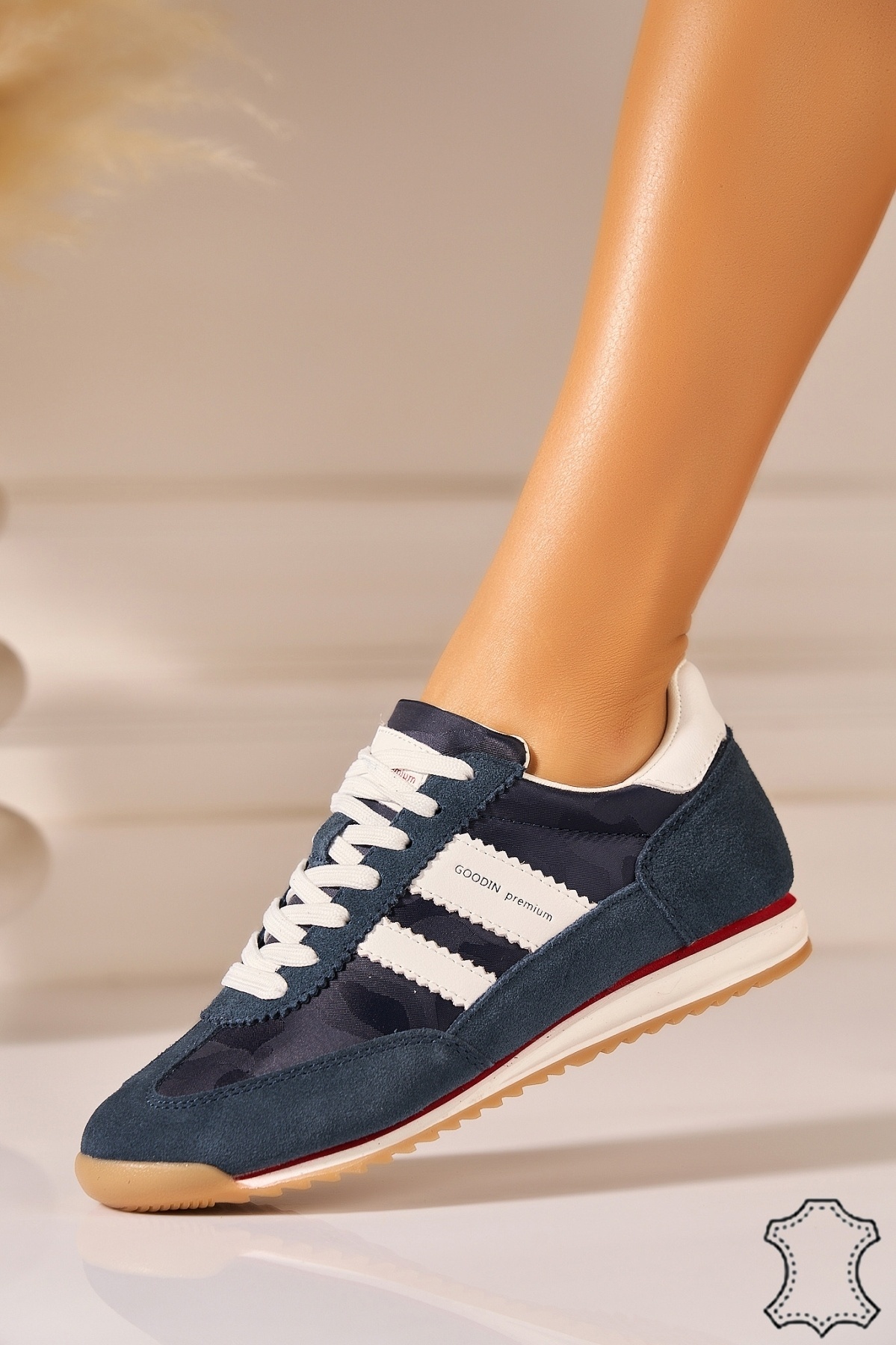 Adidasi Piele Naturala Intoarsa Bleumarin Zulary