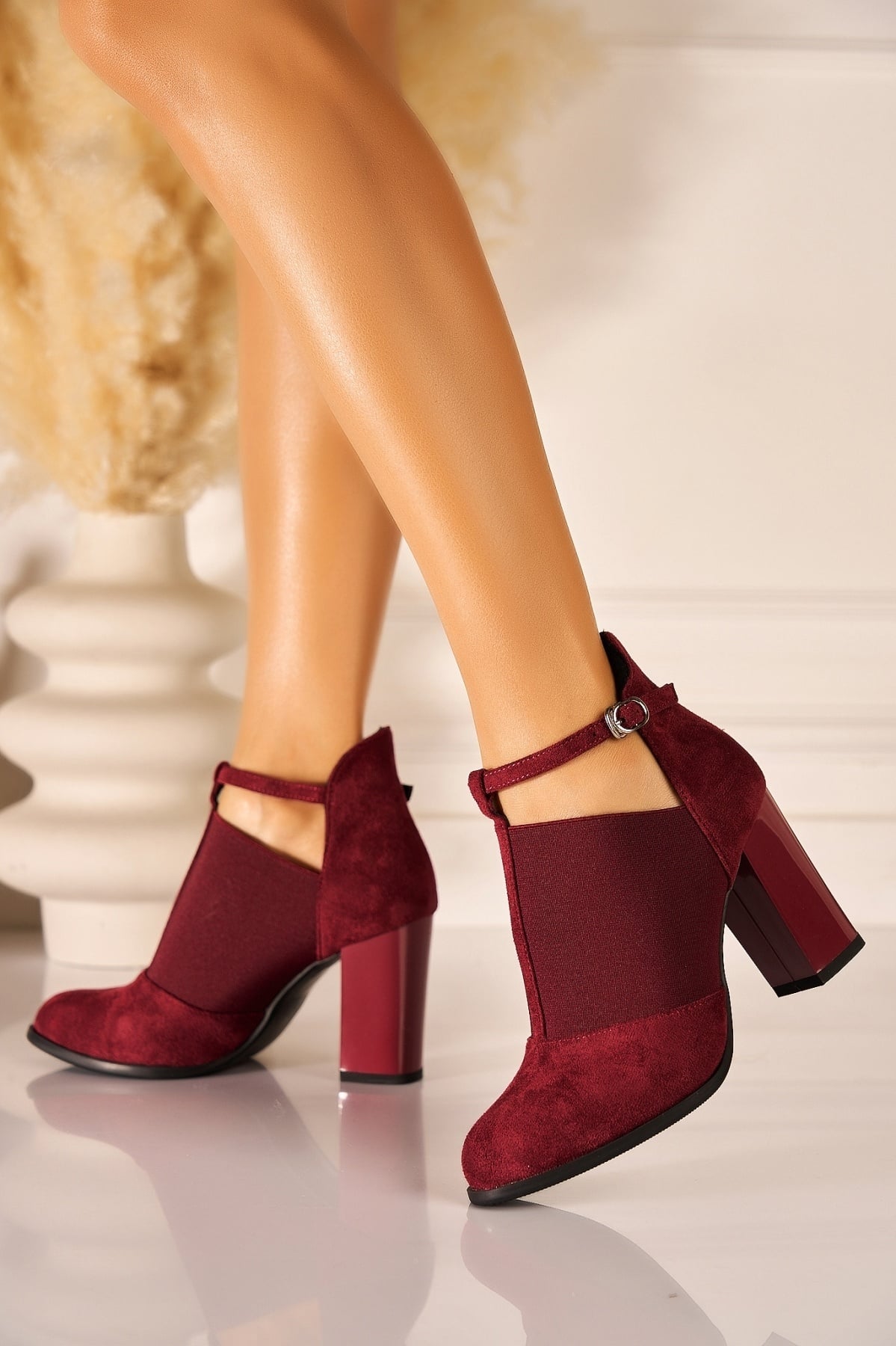 Botine dama cu Toc Bordo din Piele Ecologica Intoarsa Alyea2