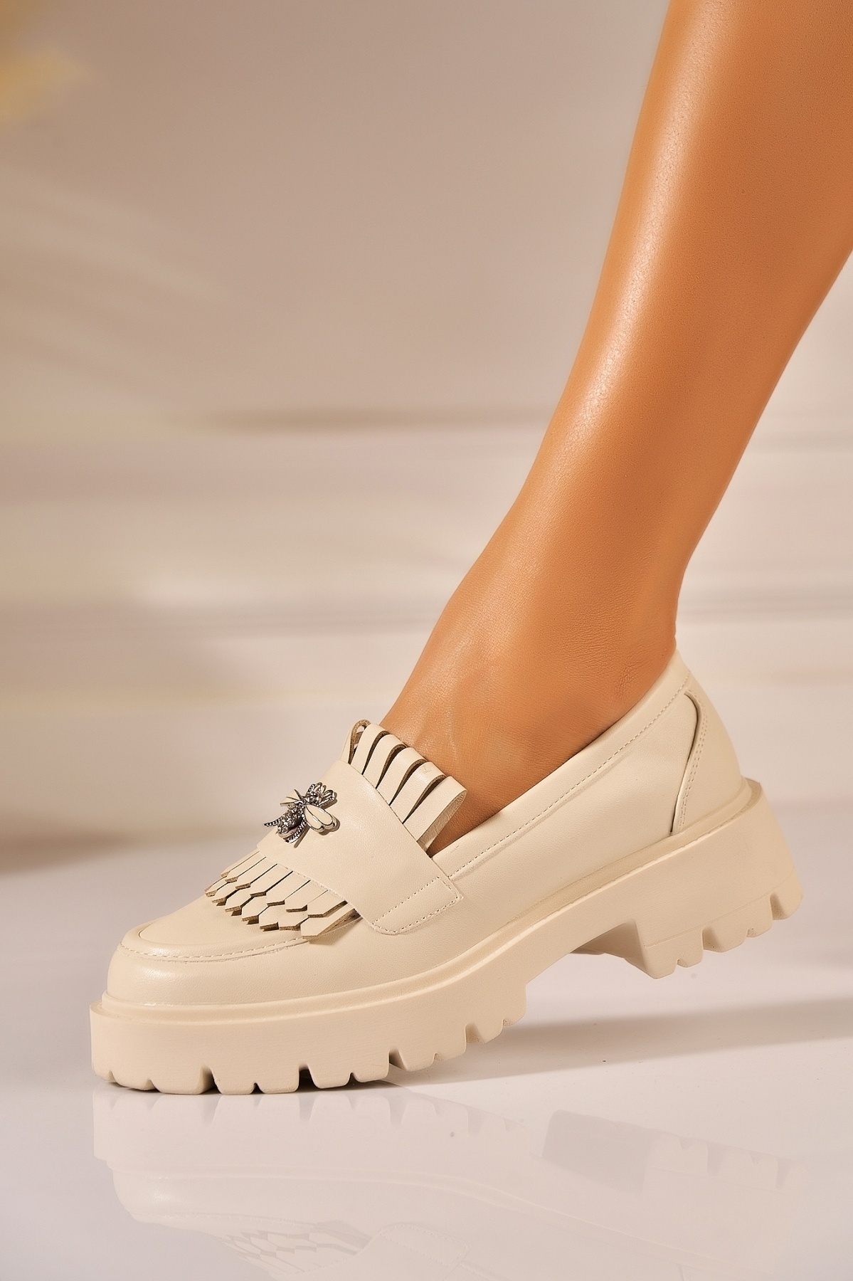 Loafers Dama Piele Ecologica Bej Nashya