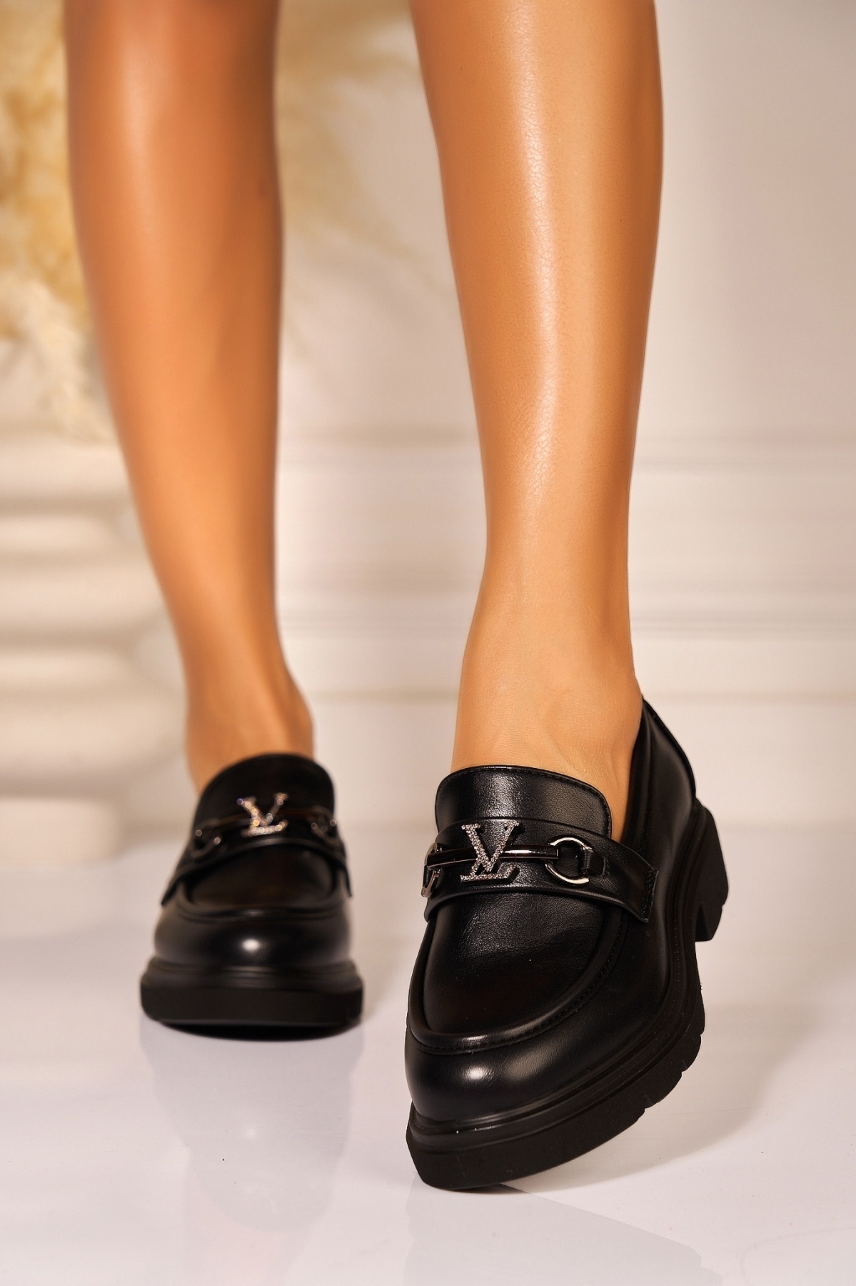 Loafers Dama Piele Ecologica Negri Nadwa