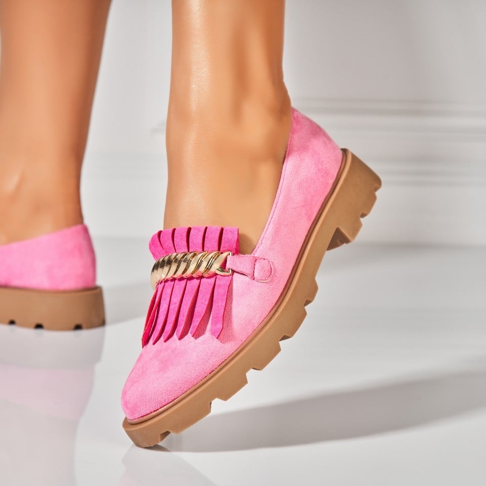 Pantofi dama casual Fucsia din Piele Ecologica Intoarsa Vania