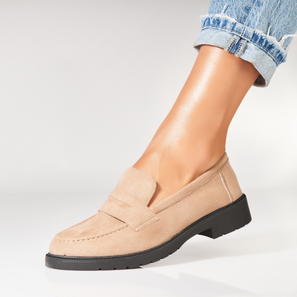 Pantofi dama casual Kaki din Piele Ecologica Intoarsa Shaylin2