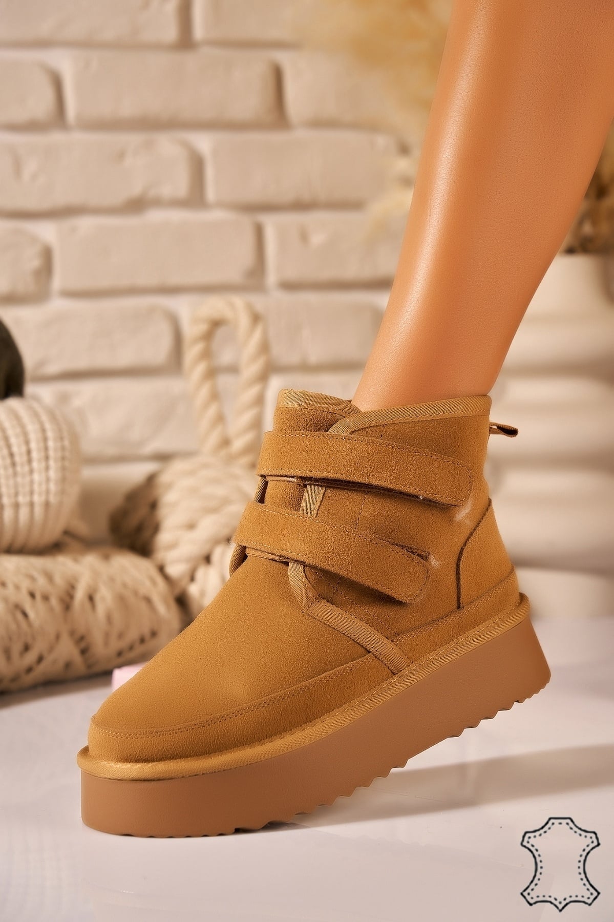 Cizme Piele Naturala Intoarsa dama Camel Savena